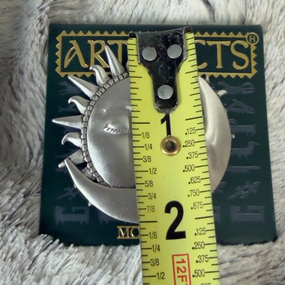 Vintage Signed JJ Silver pewter Moon Kissing Sun Brooch Pin Zodiac Celestial - Picture 5 of 5